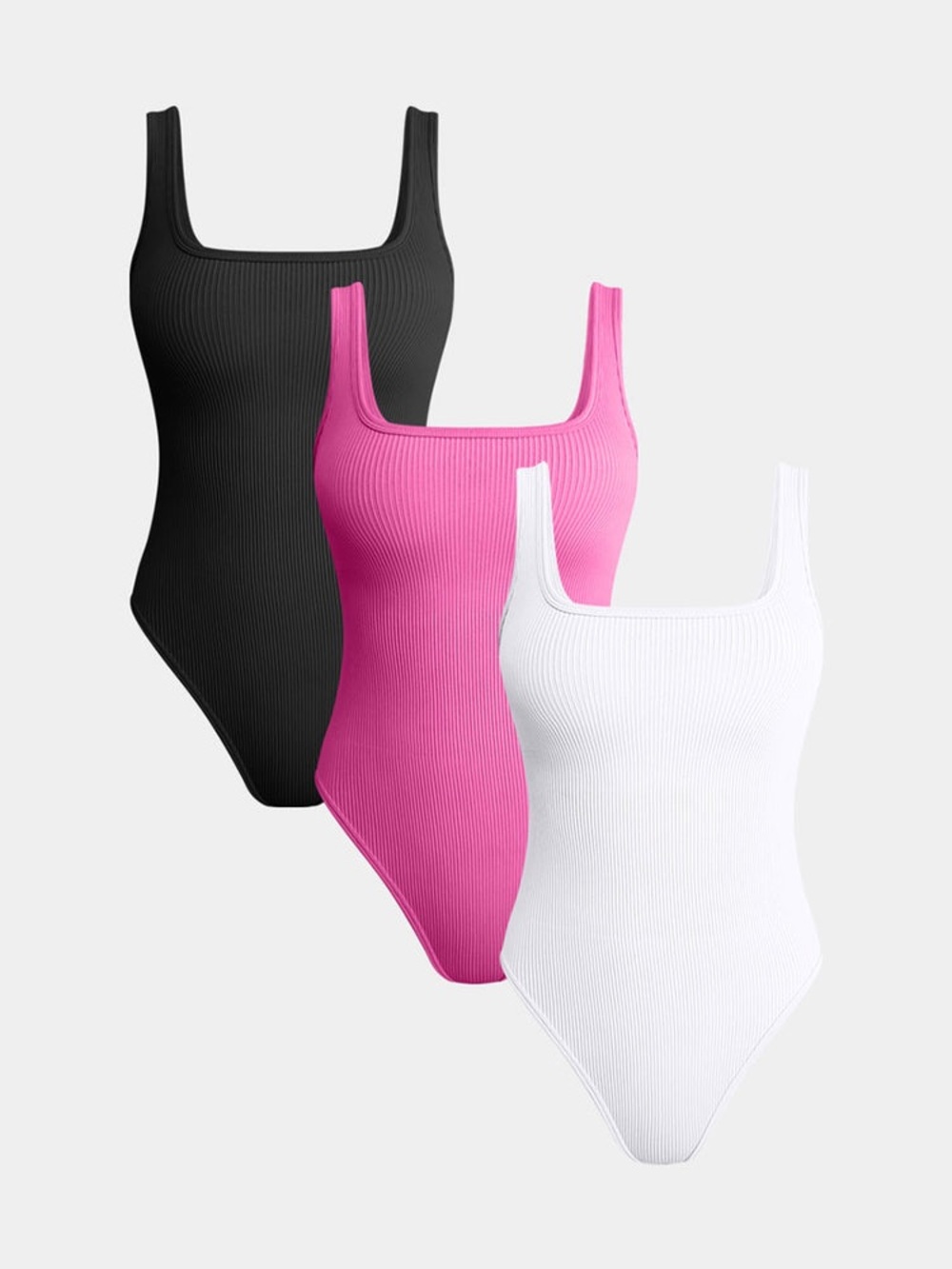 Brand New OQQ Ribbed Square Neck Sleeveless Tank Tops Bodysuits